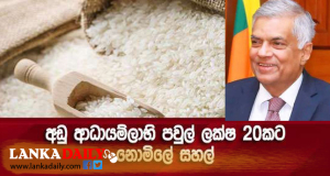 ලබන මස සිට අඩු ආදායම්ලාභී පවුල් සදහා සහල් 20kg ක්