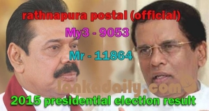 රත්නපුර නිල තැපැල් ඡන්ද ප්‍රතිඵලය